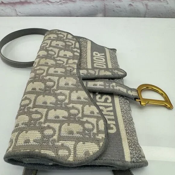 Authentic Dior Saddle Oblique Gray Belt Crossbody Bag - Picture 5 of 14